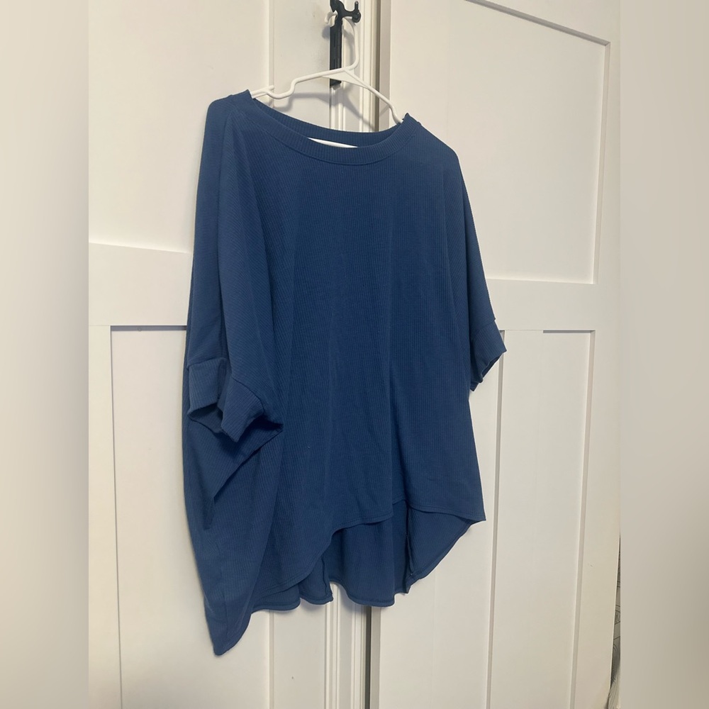 Elegant Blue Long Sleeve Women's Top
